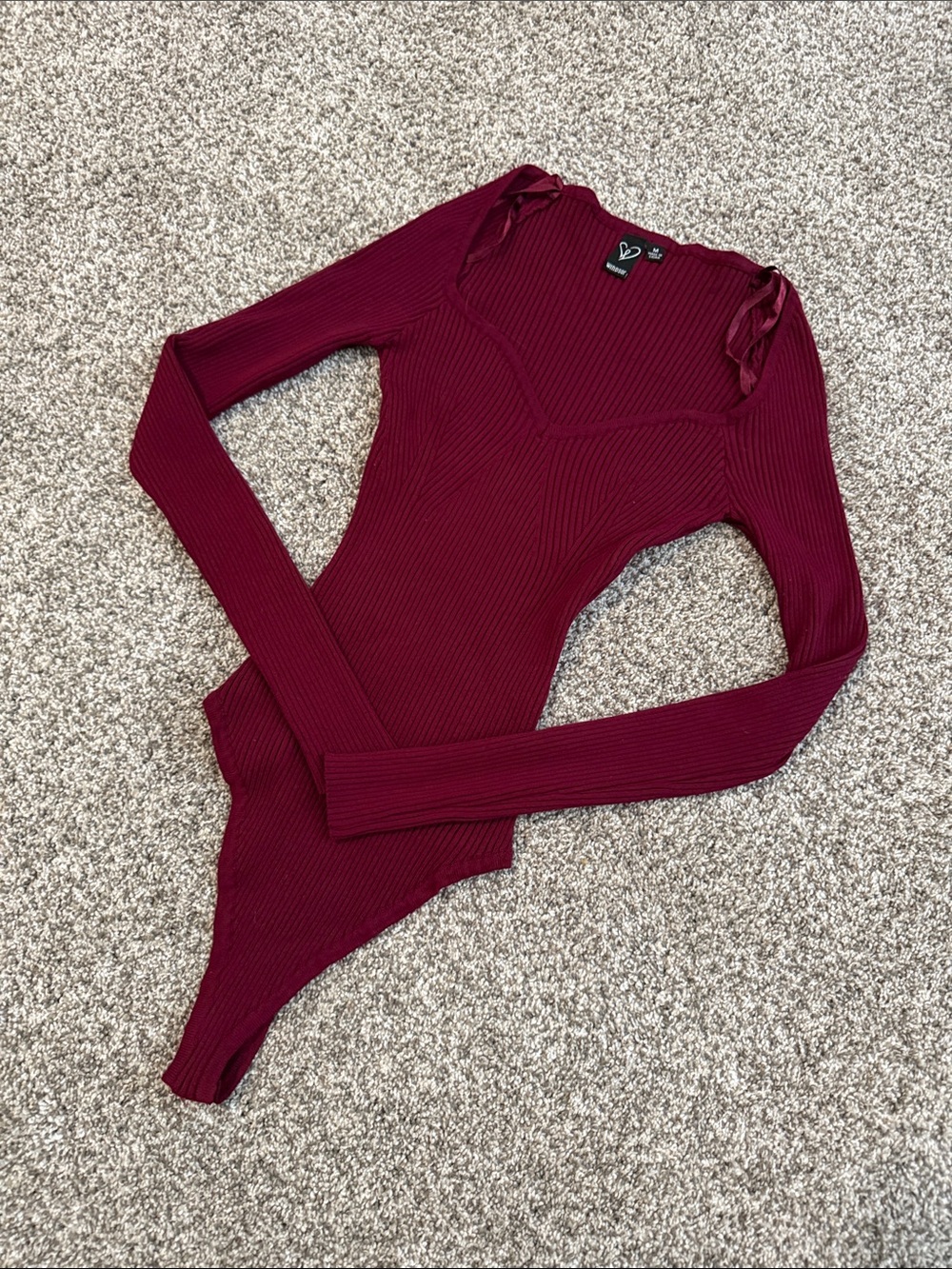 Windsor Bodysuit Deep Burgundy wine color size M